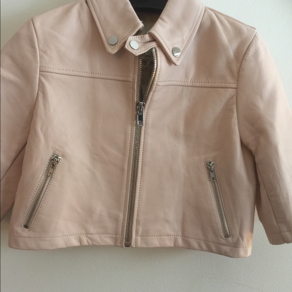 New MAJE Brittany Cropped Leather Jacket $570 NWT